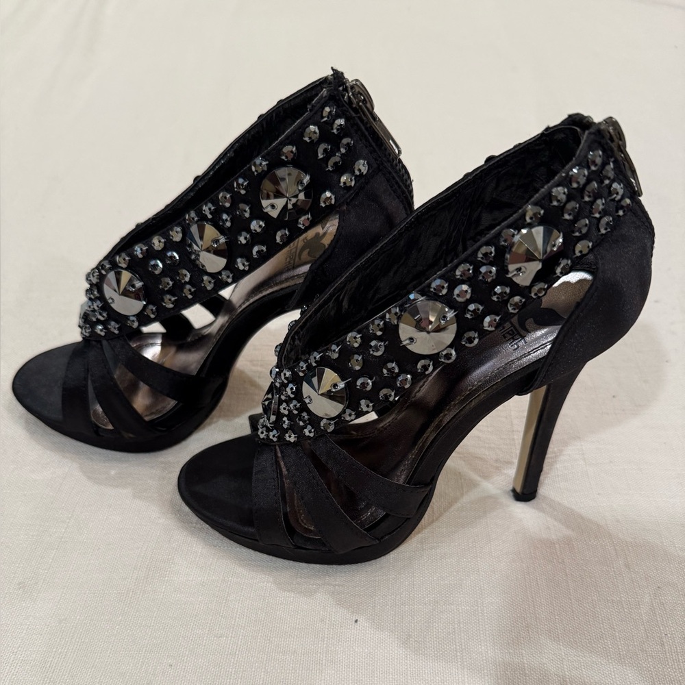 Elegant Black Stiletto Heels with Crystal Accents